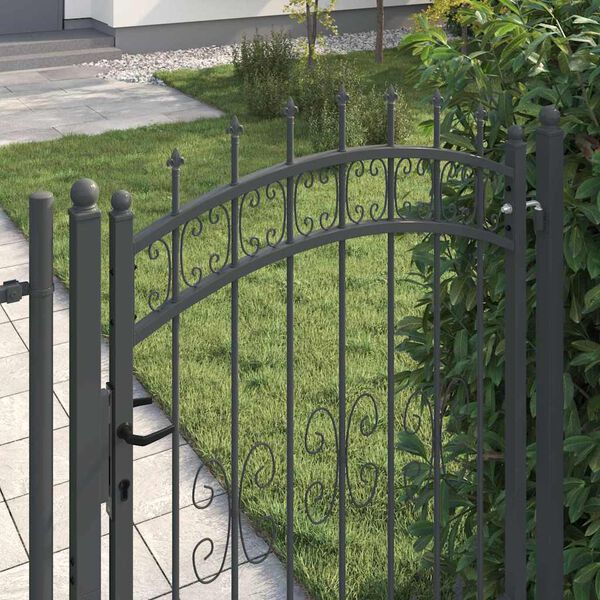 vidaXL Fence Gate with Spear Top Black 103x150 cm Powder-coated Steel