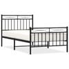 vidaXL Metal Bed Frame without Mattress with Footboard Black 100x190cm