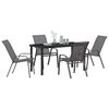 vidaXL Garden Dining Set 5 pcs Grey and Black Powder-coated Steel