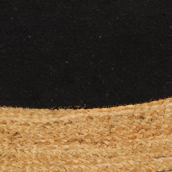 vidaXL Area Rug Braided Black & Natural 90 cm Jute & Cotton Round