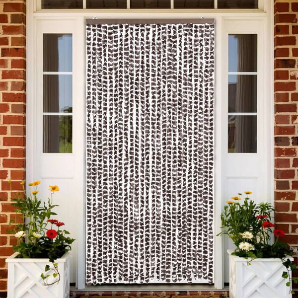 vidaXL Fly Curtain Brown and White 100x230 cm Chenille