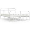 vidaXL Metal Bed Frame without Mattress with Footboard White 183x213cm