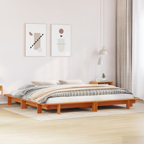 vidaXL Bed Frame without Mattress Wax Brown 160x200 cm Solid Wood Pine