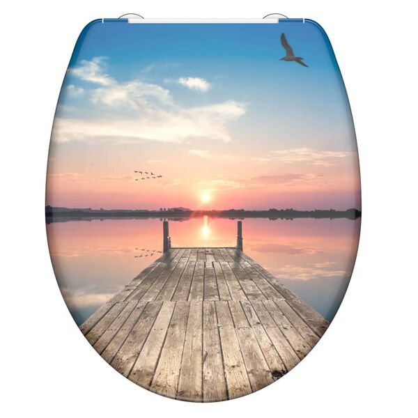 SCH&Uuml;TTE Toilet Seat with Soft-Close Quick Release SUNSET SKY