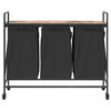 vidaXL Laundry Basket 3 Compartments with Wheels Smoked Oak