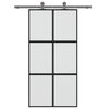 vidaXL Sliding Door Black 102.5x205 cm Tempered Glass and Aluminium