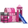 vidaXL Kids' Loft Bed with Tower without Mattress Pink 80x200 cm