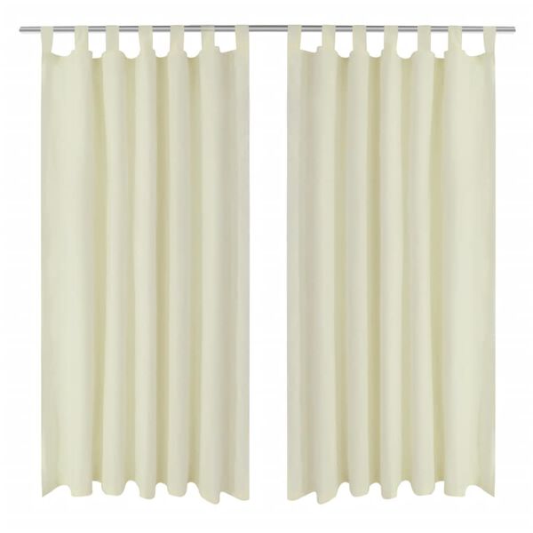 2 pcs Cream Micro-Satin Curtains with Loops 140 x 245 cm