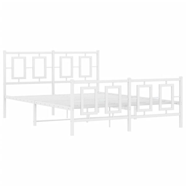 vidaXL Metal Bed Frame without Mattress with Footboard White 140x190cm