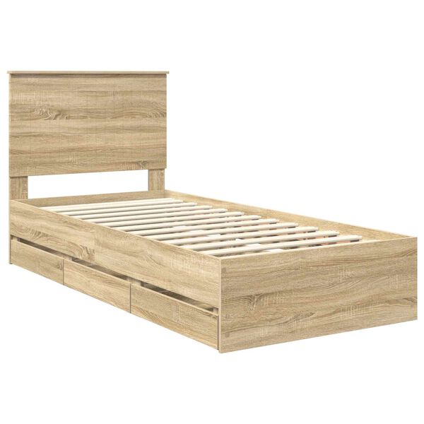 vidaXL Bed Frame with Drawer Sonoma Oak 90 x 190 cm Engineer Wood