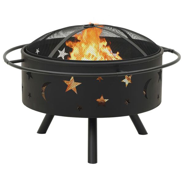 vidaXL Fire Pit with Poker 76 cm XXL Steel