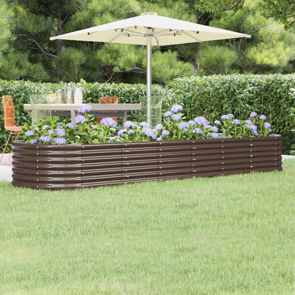 vidaXL Garden Raised Bed Galvanised Steel 296x80x36 cm Brown