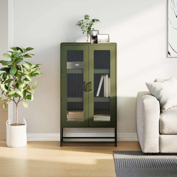 vidaXL Highboard Olive Green 68x39x123 cm Steel