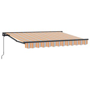 vidaXL Manual Retractable Awning Orange, Grey and Blue 3.5 x 2 m