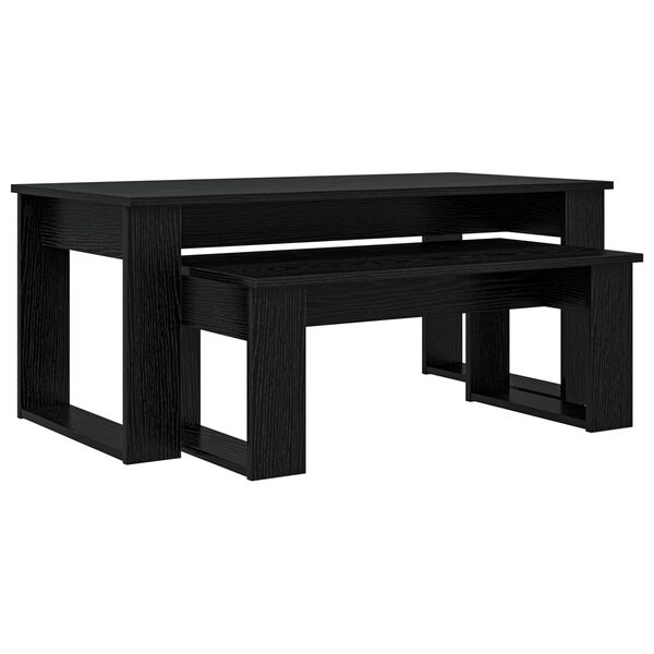 vidaXL Coffee Table Set 2 pcs Black Oak Engineered Wood