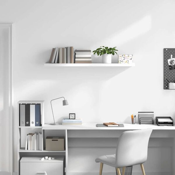 vidaXL Floating Wall Shelf High Gloss White 120x23.5x3.8 cm MDF