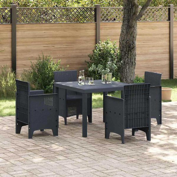 vidaXL Garden Dining Table Anthracite 100 x 100 x 73 cm Poly Rattan