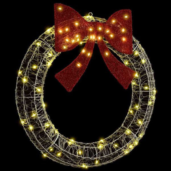 vidaXL Wreath with 80 LEDs Warm white 92 x 9.5 x 92 cm Acrylic