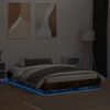 vidaXL Bed Frame with LED without Mattress Smoked Oak 140x190 cm