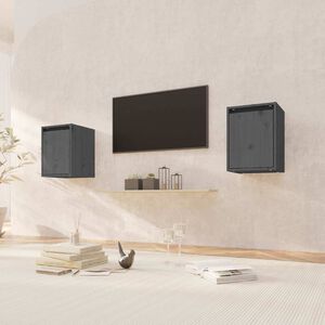 vidaXL Wall Cabinets 2pcs Grey 30x30x40 cm Solid Wood Pine