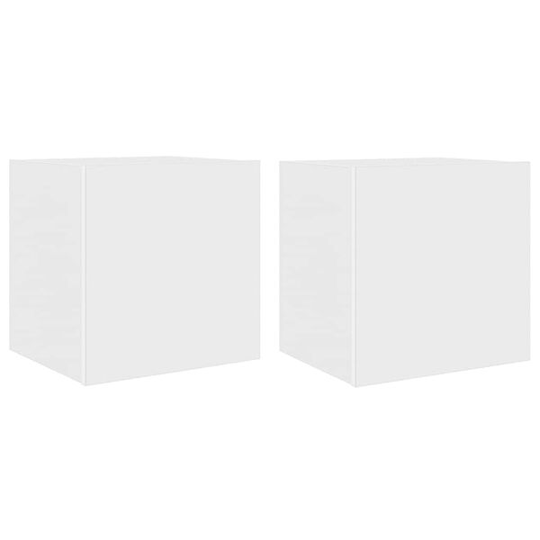 vidaXL TV Wall Cabinets with LED Lights 2 pcs White 40.5x35x40 cm