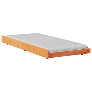 vidaXL Bed Frame Wax Brown 100 x 200 cm Solid Pine Wood