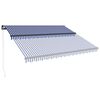 vidaXL Manual Retractable Awning with LED 400x300 cm Blue and White