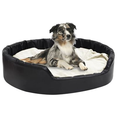 vidaXL Dog Bed Black and Beige 99x89x21 cm Plush and Faux Leather