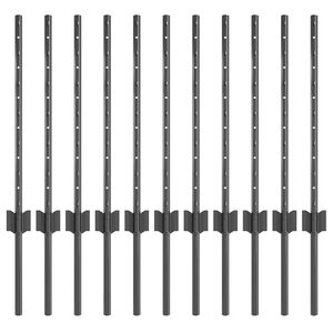 vidaXL Embedded Fence Post 11 pcs Grey 100 cm Powder-Coated Steel
