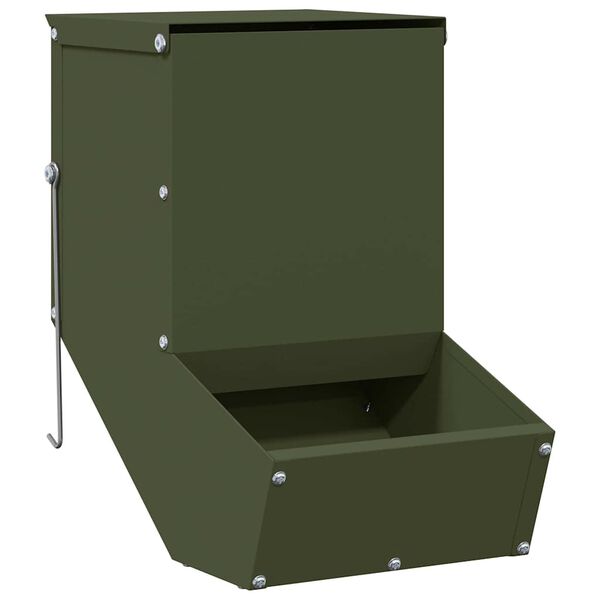 vidaXL Rabbit Feeder Olive Green 17.5 x 26 x 28.5 cm Cold-Rolled Steel