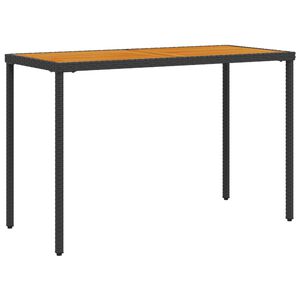 vidaXL Garden Table with Acacia Wood Top Black 115x54x74 cm Poly Rattan