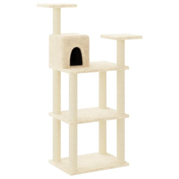 vidaXL Cat Tree with Sisal Scratching Posts Cream 118.5 cm