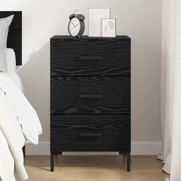vidaXL Bedside Cabinet Black Oak 40 x 40 x 66 cm Engineered Wood