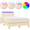 vidaXL Box Spring Bed with Mattress&LED Cream 120x200cm Fabric