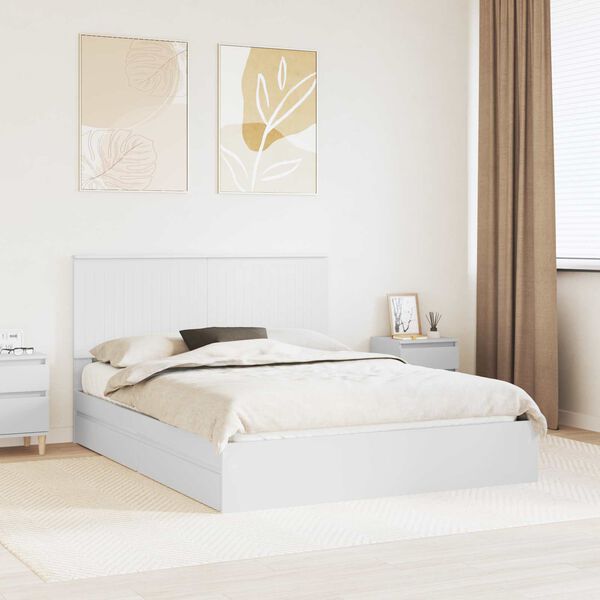 vidaXL Storage Bed with Headboard White 150 x 200 cm Engineered Wood