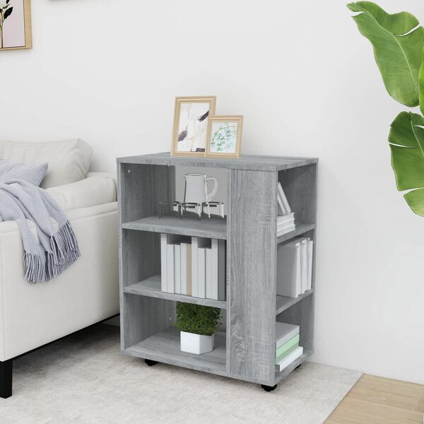 vidaXL Rolling Cabinet Grey Sonoma 60x35x75 cm Engineered Wood
