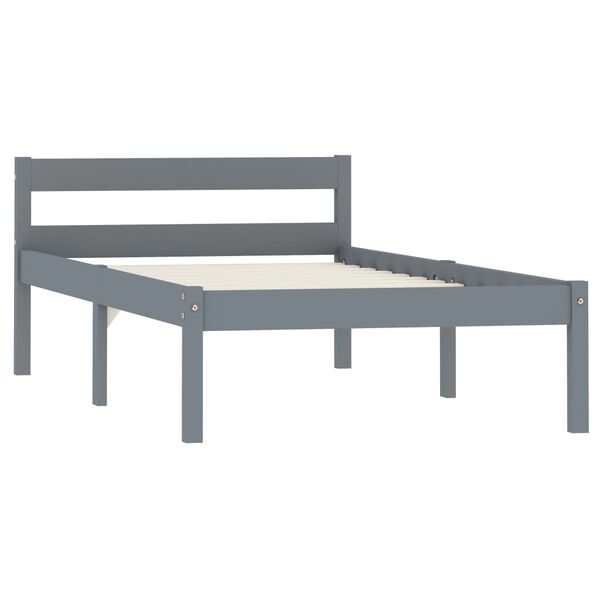 vidaXL Bed Frame without Mattress Grey Solid Pine Wood 100x200 cm