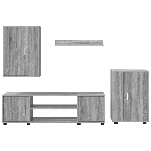 vidaXL TV Cabinet Set Wall-mounted 4 pcs Grey Sonoma Engineered wood