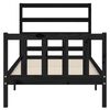 vidaXL Bed Frame without Mattress Black Small Single Solid Wood Pine