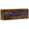 vidaXL TV Wall Cabinet with LED Lights Smoked Oak 130x31x45 cm