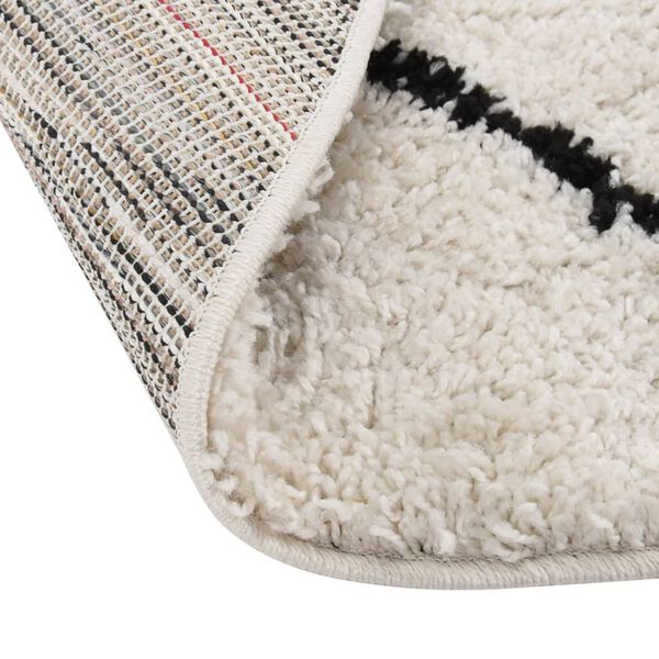 vidaXL Shaggy Rug High Pile Black and Cream &phi;120 cm