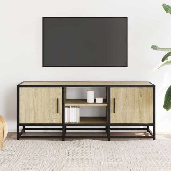 vidaXL TV Cabinet Sonoma Oak 100x35x41 cm Engineered Wood and Metal