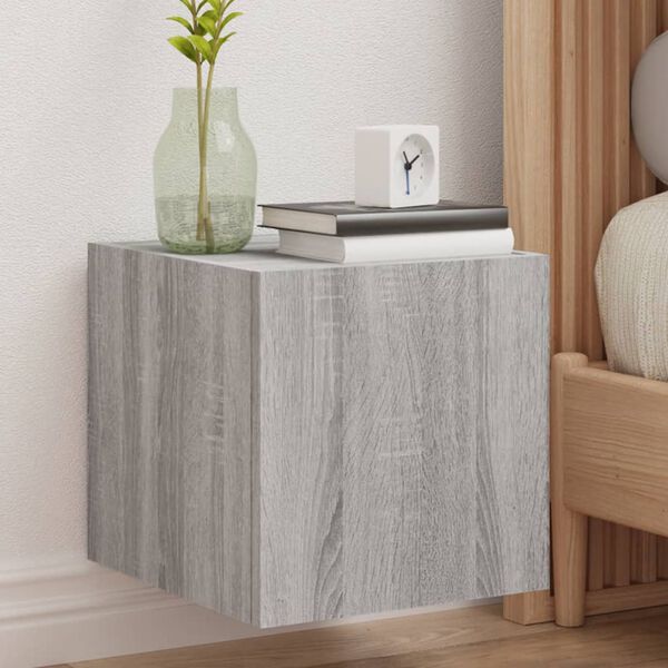 vidaXL TV Wall Cabinets with LED Lights 2 pcs Grey Sonoma 30.5x35x30 cm