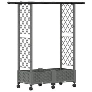 vidaXL Raised Bed with Trellis and Roof Light Grey 122.5 x 40 x 127 cm