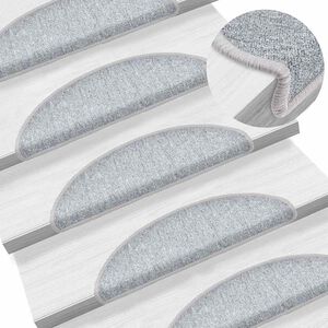 vidaXL Stair mats 15 pcs 56 x 17 x 3 cm Non-Slip Light Grey