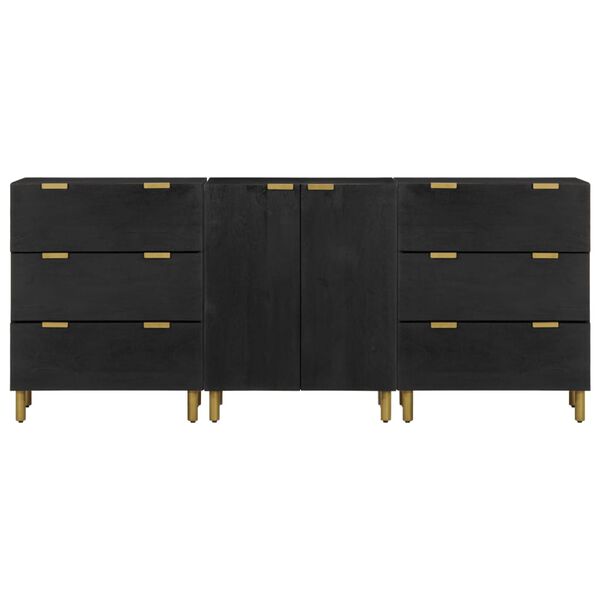 vidaXL 3 Piece Sideboards Black Engineered Wood