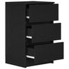 vidaXL Bedside Cabinet with 3 Drawers Black 39x35x65 cm