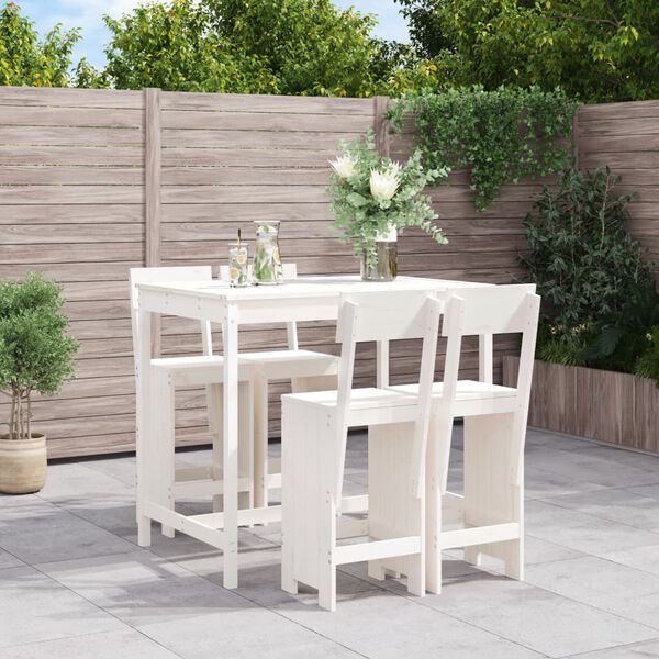 vidaXL 5 Piece Garden Bar Set White Solid Wood Pine