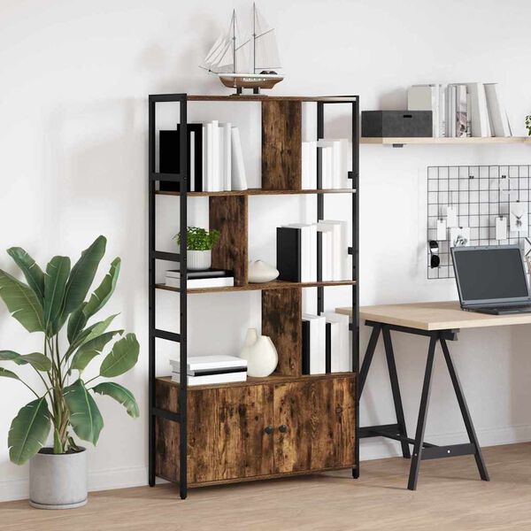 vidaXL Bookshelf Smoked Oak 80 x 30 x 155.5 cm Engineered Wood