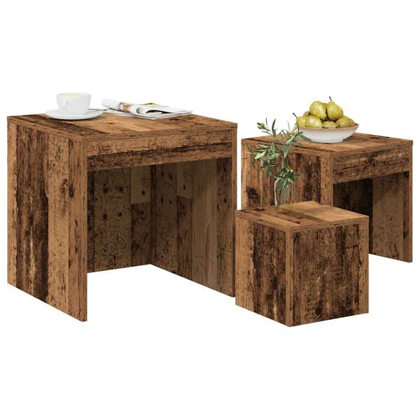 vidaXL Nesting Tables 3 pcs Old Wood Engineered Wood
